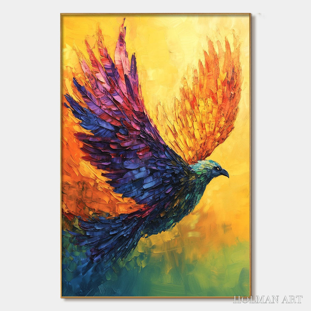 HOLMAN ART Flight of Fancy – Textured Impasto Bird Oil Painting - image 1
