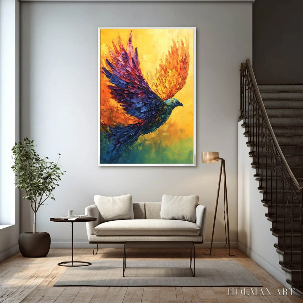 HOLMAN ART Flight of Fancy – Textured Impasto Bird Oil Painting - image 6