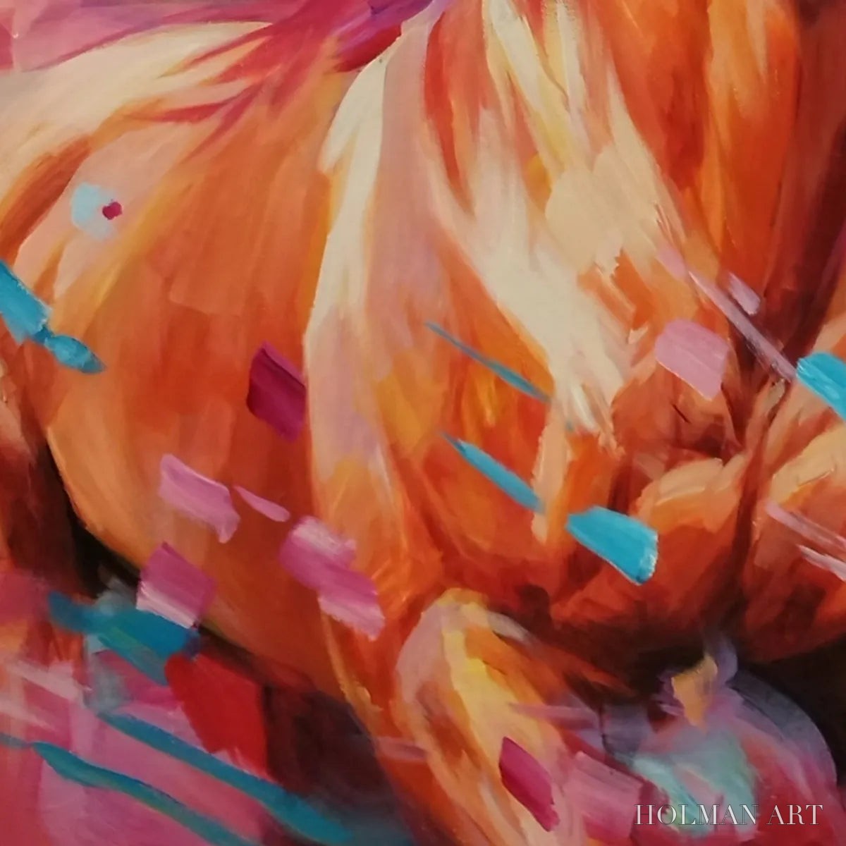 HOLMAN ART Pink Fire – Colorful Horse Oil Painting on Canvas - image 3