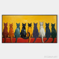 HOLMAN ART Cats in A Row – Whimsical Cat Painting, Textured , Panoramic Canvas, Pet Decor - image 1