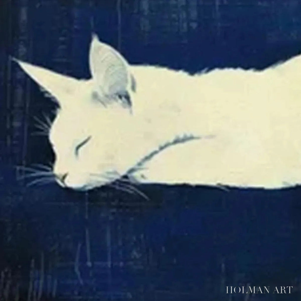 HOLMAN ART Sleeping White Cat Panoramic – Cat Painting, Panoramic , Pet Portrait - image 6