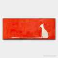 HOLMAN ART Minimalist Cat On Red Panoramic – Cat Painting, Panoramic , Minimalist Decor - image 1
