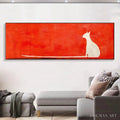 HOLMAN ART Minimalist Cat On Red Panoramic – Cat Painting, Panoramic , Minimalist Decor - image 2