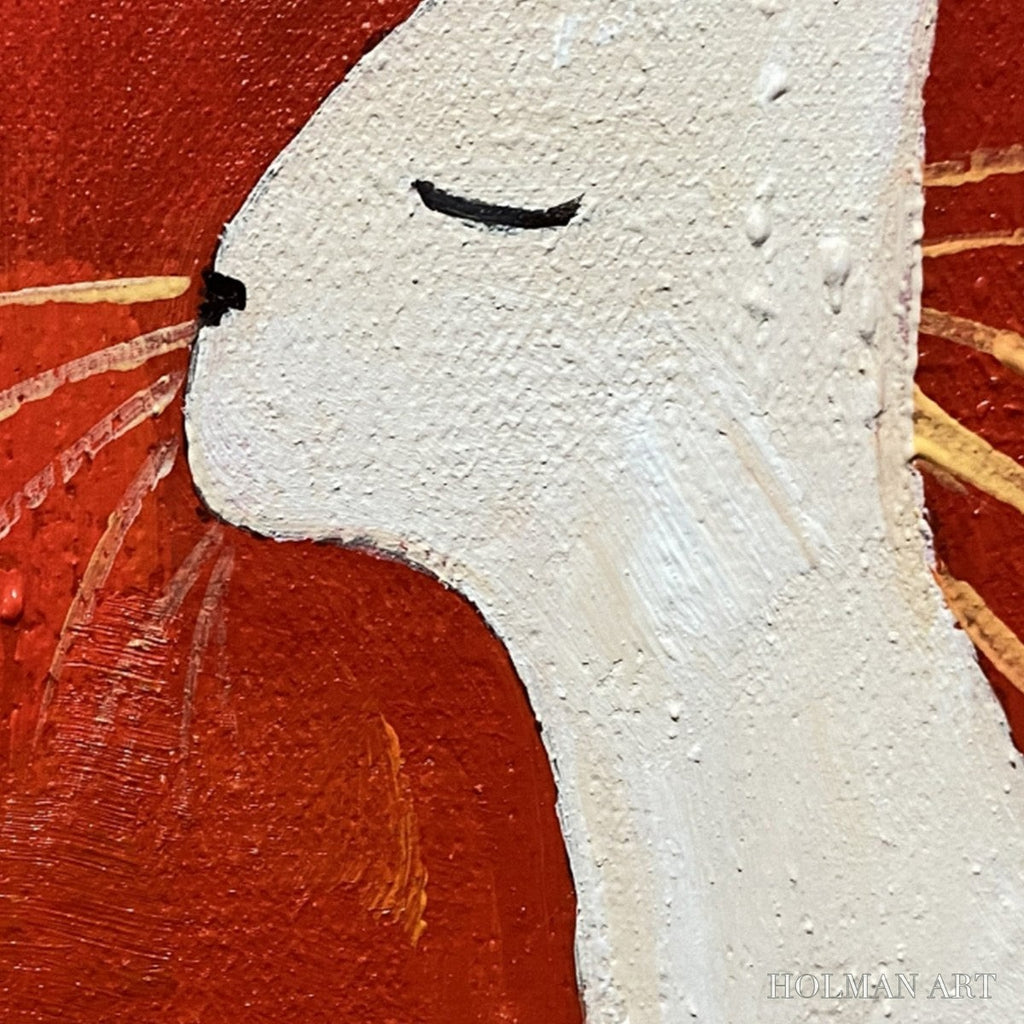 HOLMAN ART Minimalist Cat On Red Panoramic – Cat Painting, Panoramic , Minimalist Decor - image 3