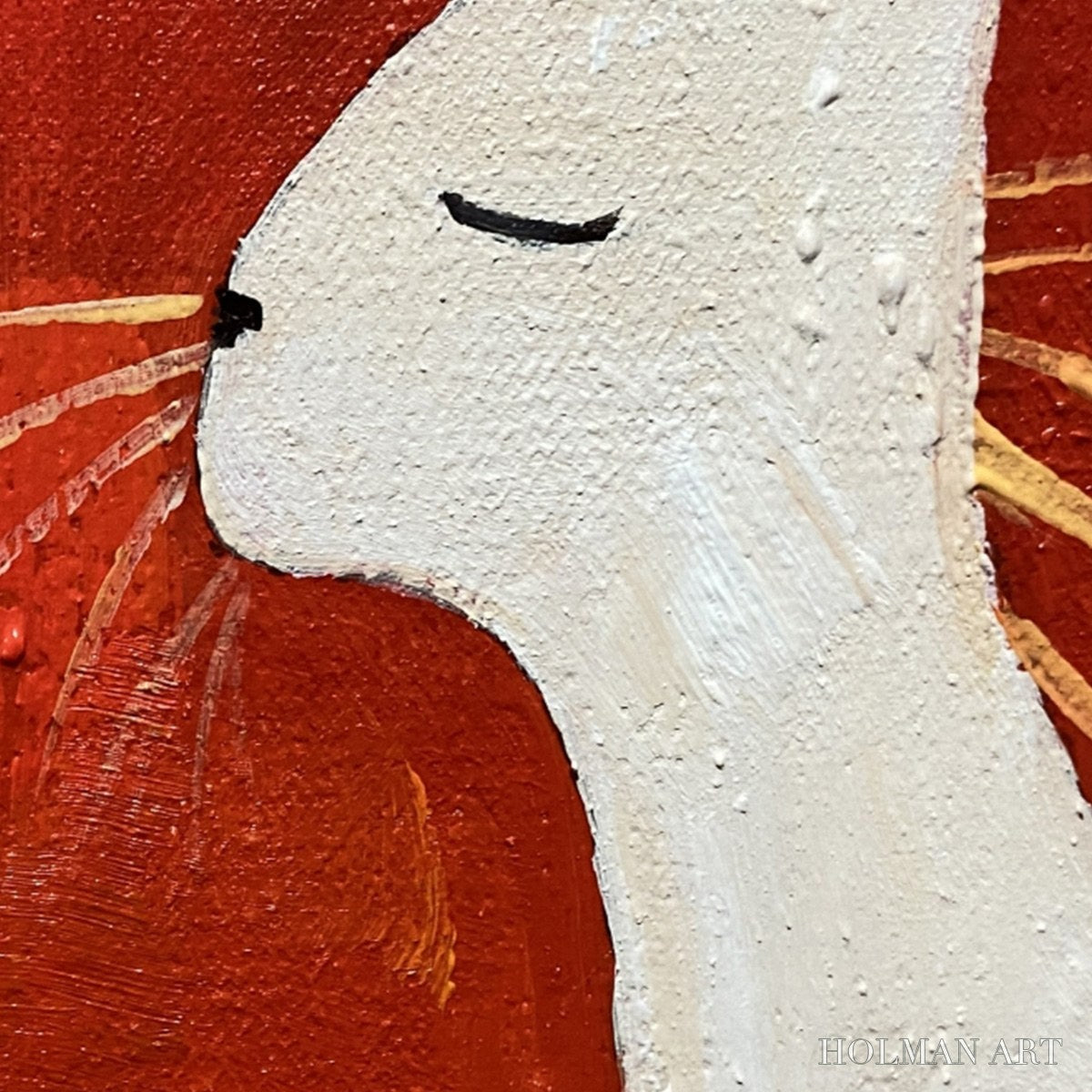 HOLMAN ART Minimalist Cat On Red Panoramic – Cat Painting, Panoramic , Minimalist Decor - image 3