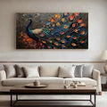 HOLMAN ART Majestic Plumage – Textured Peacock Painting, Impasto , Horizontal Canvas, Animal Decor - image 2