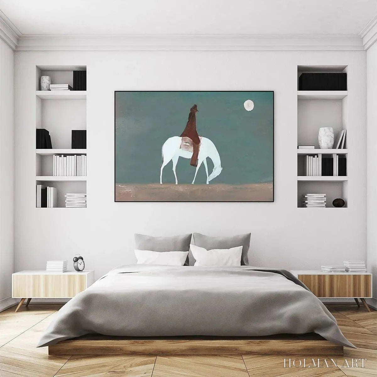 HOLMAN ART Solitary Rider – Minimalist Horse and Rider Painting, Panoramic - image 5
