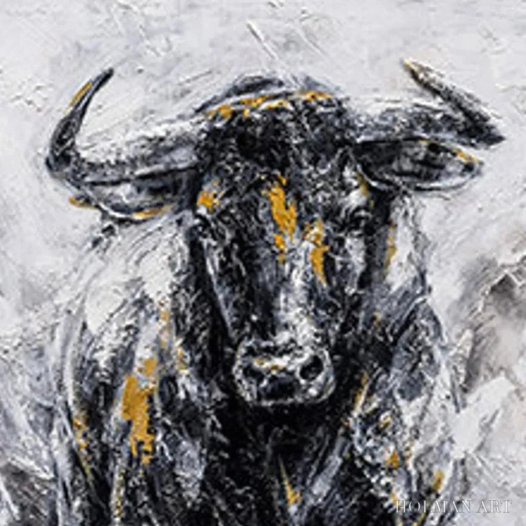 HOLMAN ART Charging Bull – Textured Bull Painting, Vertical - image 3