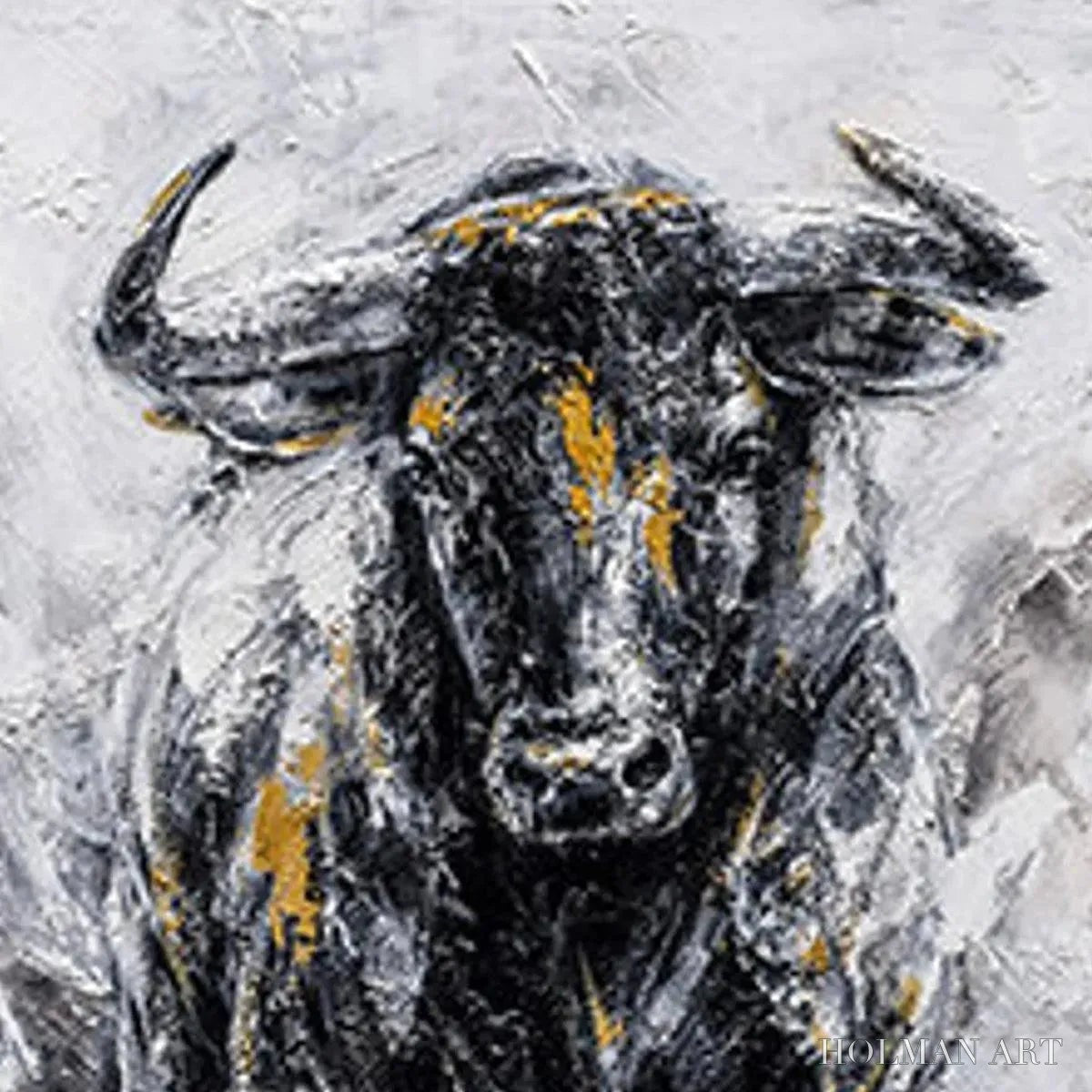 HOLMAN ART Charging Bull – Textured Bull Painting, Vertical - image 3