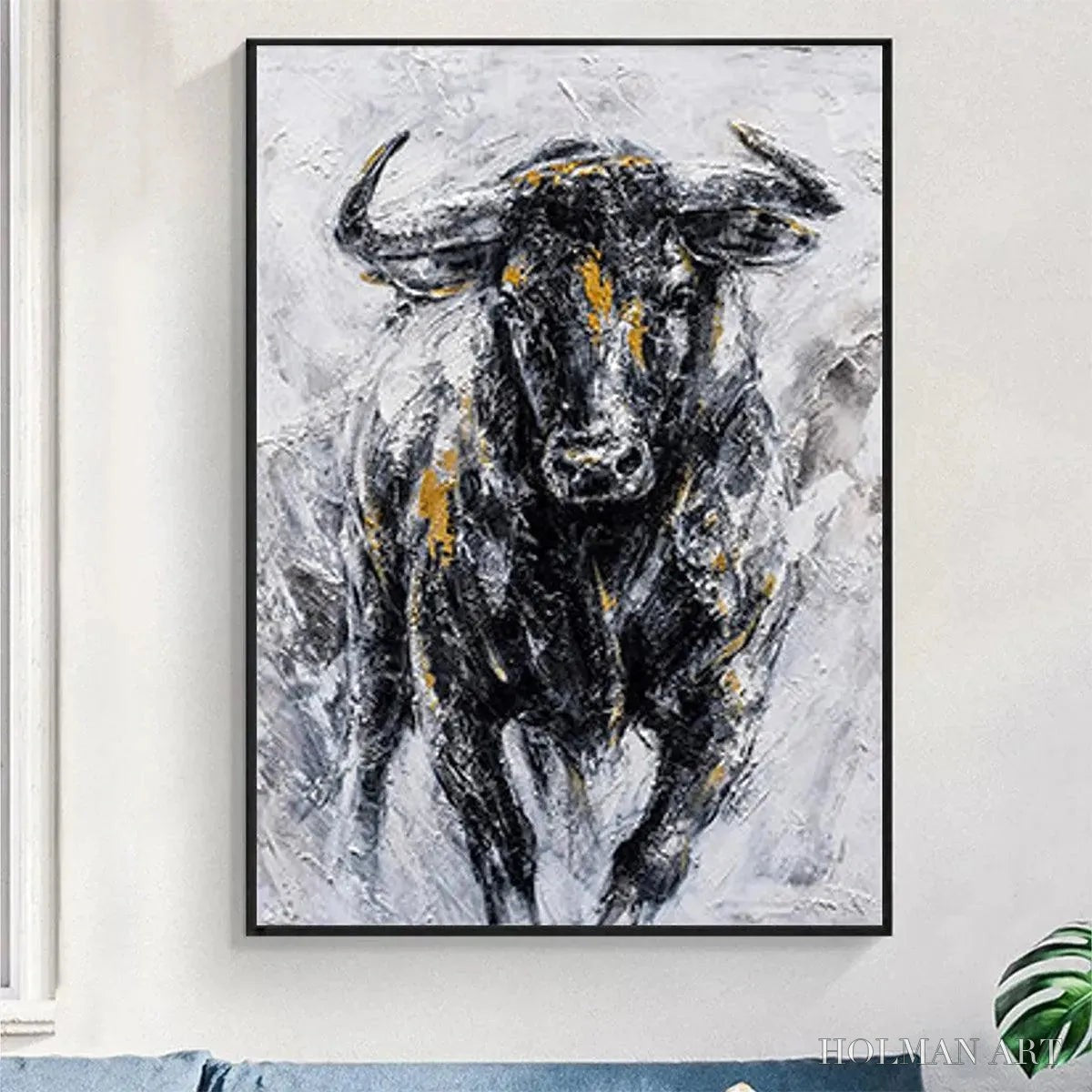 HOLMAN ART Charging Bull – Textured Bull Painting, Vertical - image 5