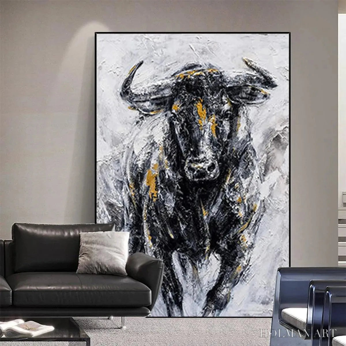 HOLMAN ART Charging Bull – Textured Bull Painting, Vertical - image 6