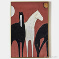 HOLMAN ART Three Horses On Red – Minimalist Horse Painting, Vertical - image 1