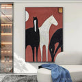 HOLMAN ART Three Horses On Red – Minimalist Horse Painting, Vertical - image 2