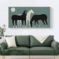 HOLMAN ART Three Horses Under the Moon – Minimalist Horse Painting, Panoramic - image 2