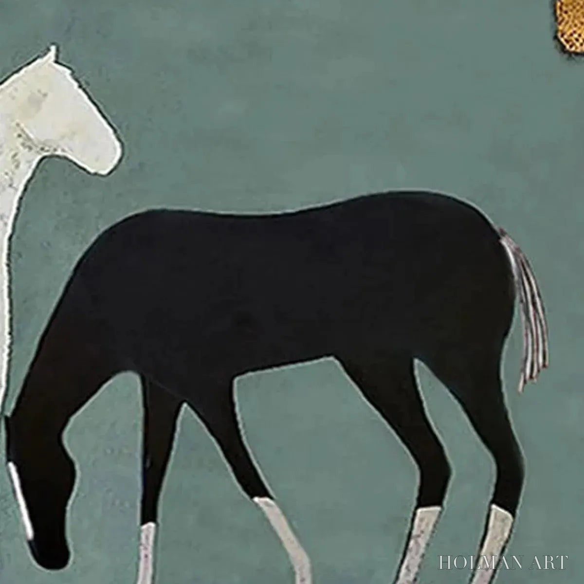 HOLMAN ART Three Horses Under the Moon – Minimalist Horse Painting, Panoramic - image 5