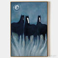 HOLMAN ART Three Horses At Night – Minimalist Horse Painting, Vertical - image 1