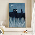 HOLMAN ART Three Horses At Night – Minimalist Horse Painting, Vertical - image 2