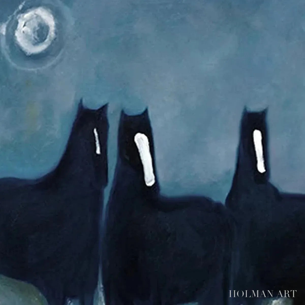 HOLMAN ART Three Horses At Night – Minimalist Horse Painting, Vertical - image 3