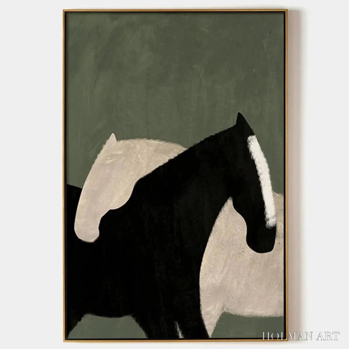 HOLMAN ART Minimalist Horses – Abstract Horse Painting, Vertical - image 1