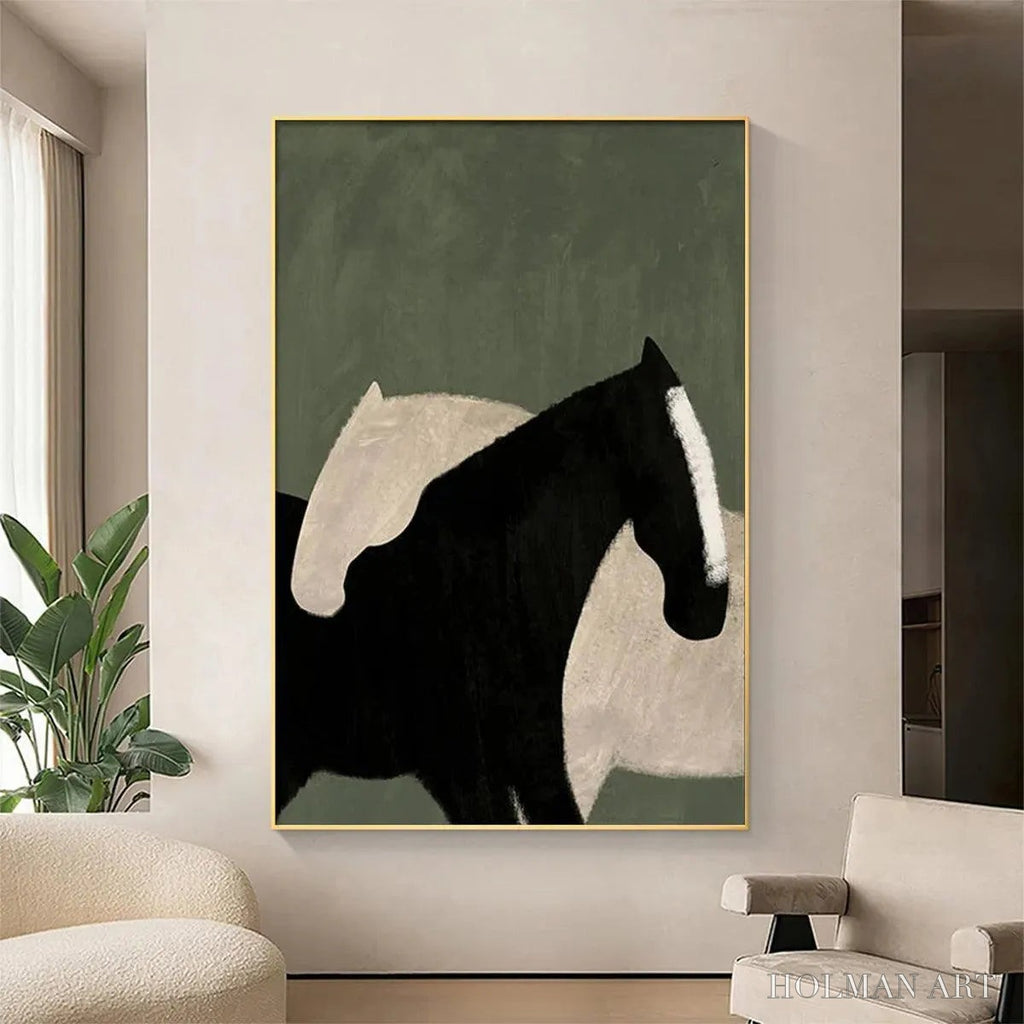 HOLMAN ART Minimalist Horses – Abstract Horse Painting, Vertical - image 2