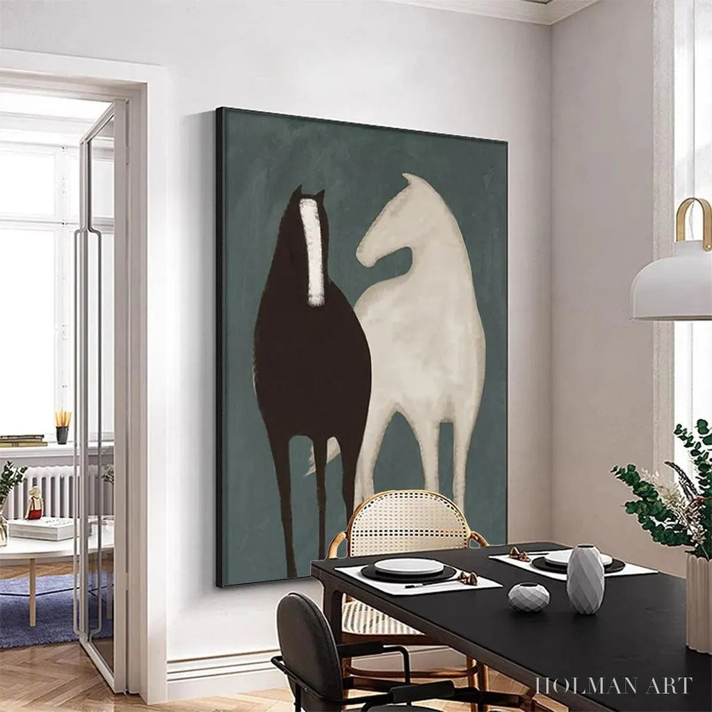 HOLMAN ART Two Horses – Minimalist Horse Painting, Vertical - image 2