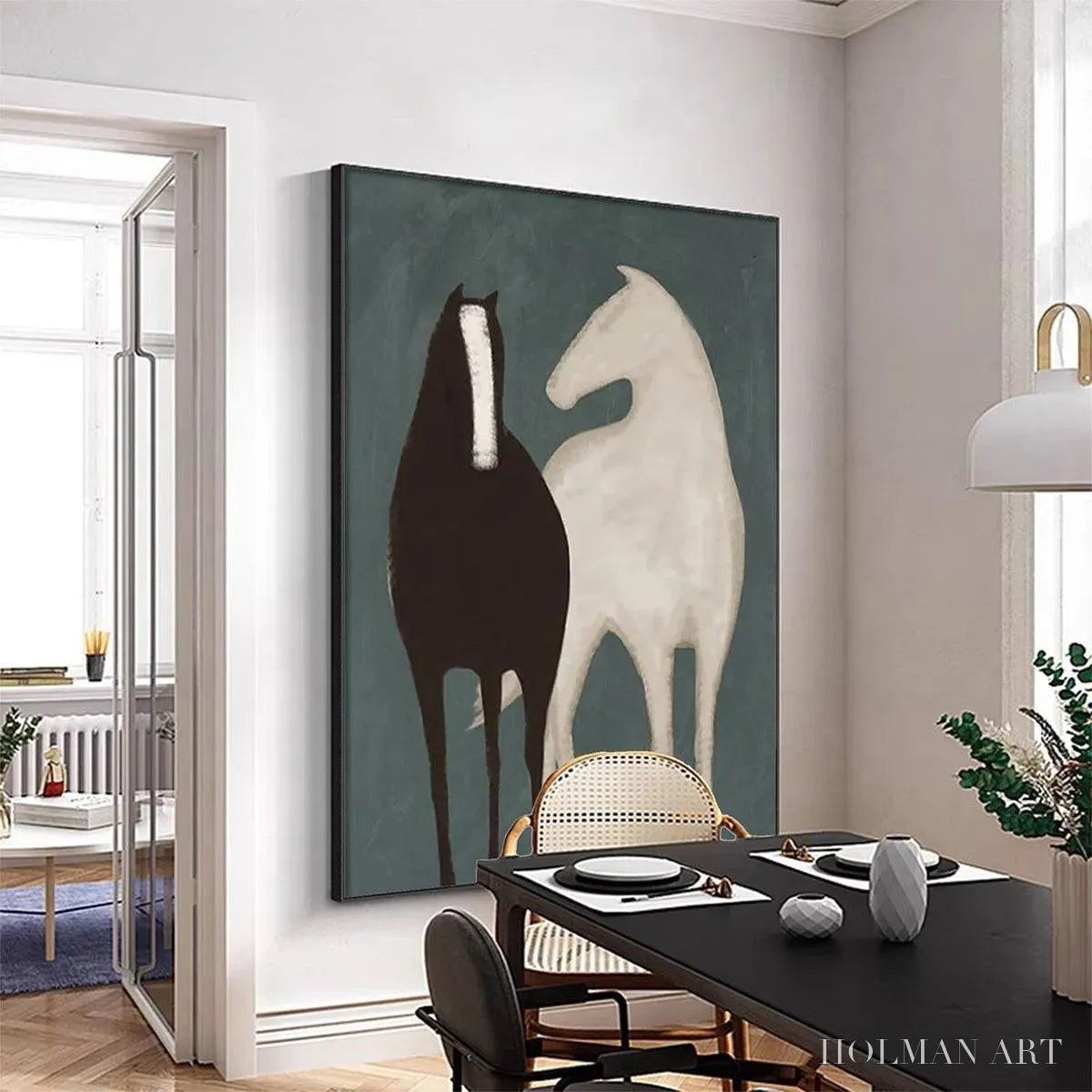 HOLMAN ART Two Horses – Minimalist Horse Painting, Vertical - image 2