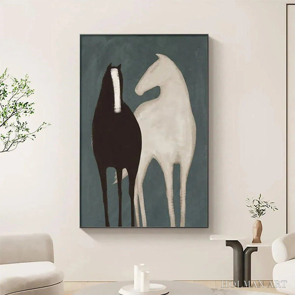 HOLMAN ART Two Horses – Minimalist Horse Painting, Vertical - image 4