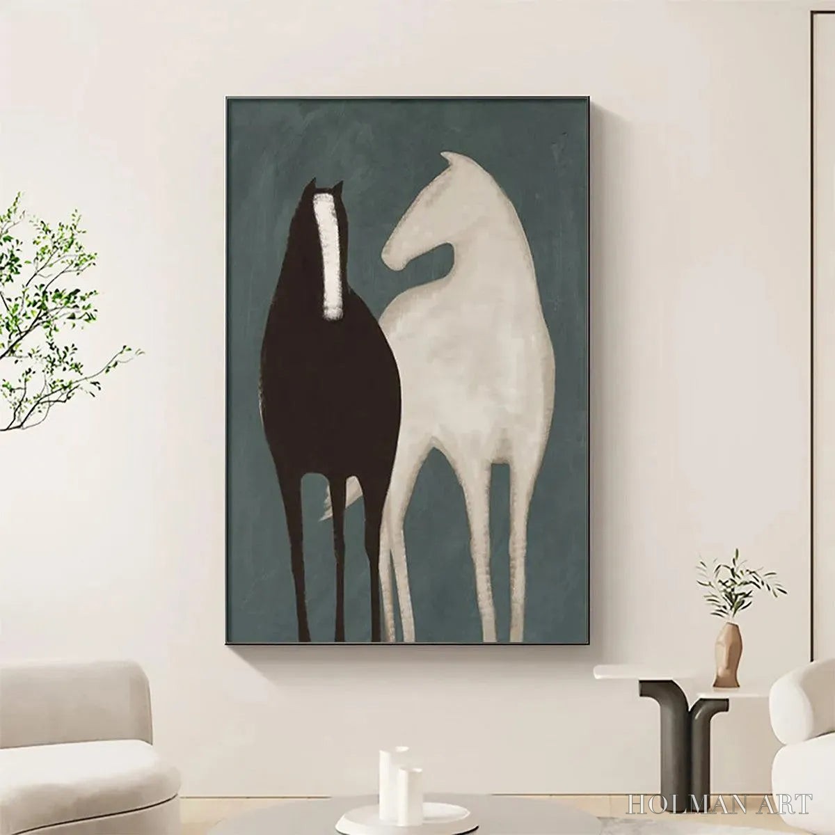 HOLMAN ART Two Horses – Minimalist Horse Painting, Vertical - image 4