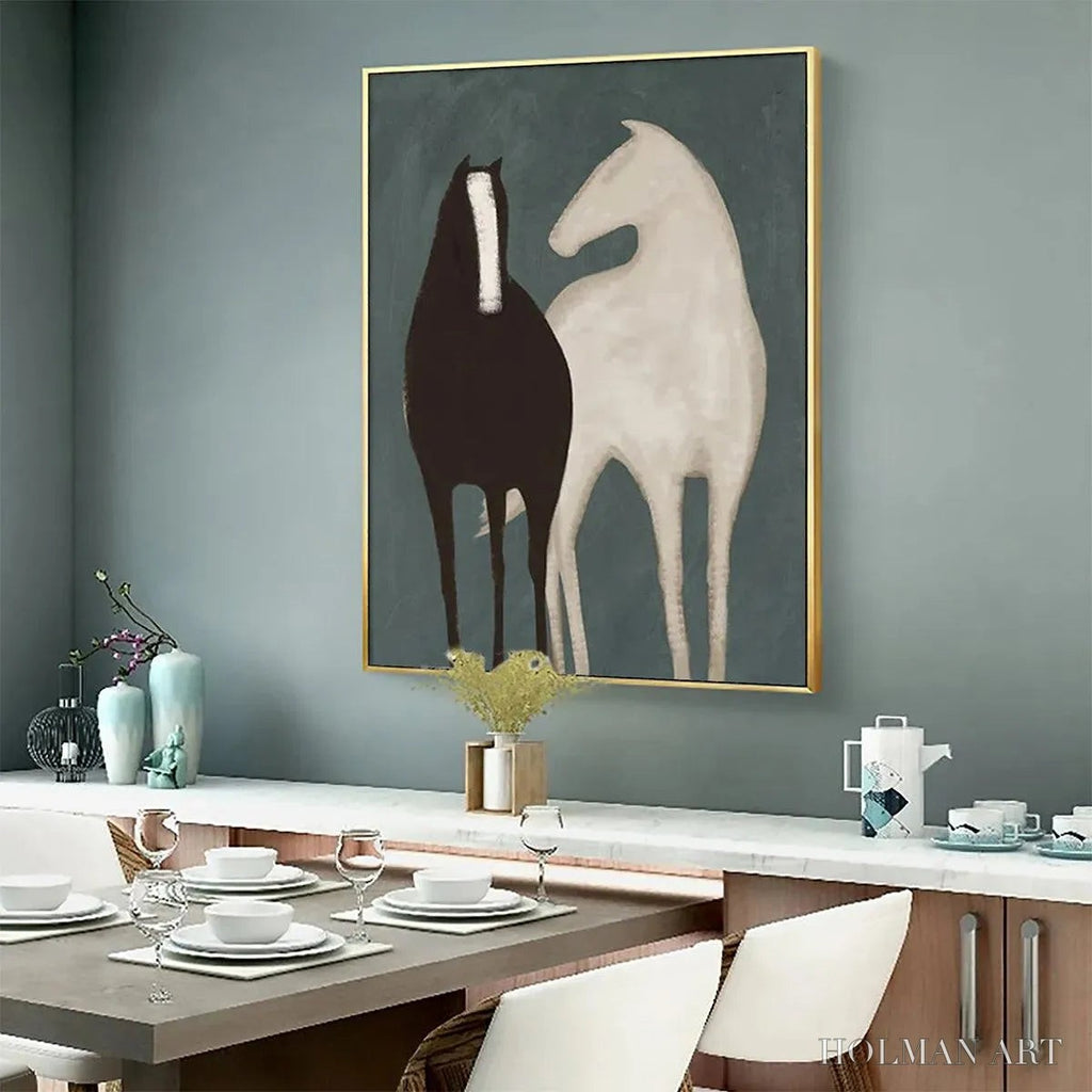 HOLMAN ART Two Horses – Minimalist Horse Painting, Vertical - image 6