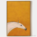 HOLMAN ART White Horse On Yellow – Minimalist Horse Painting, Vertical - image 1