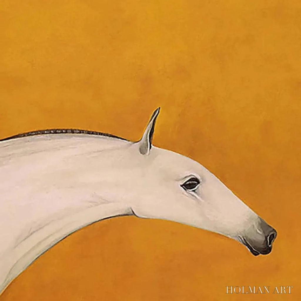 HOLMAN ART White Horse On Yellow – Minimalist Horse Painting, Vertical - image 3