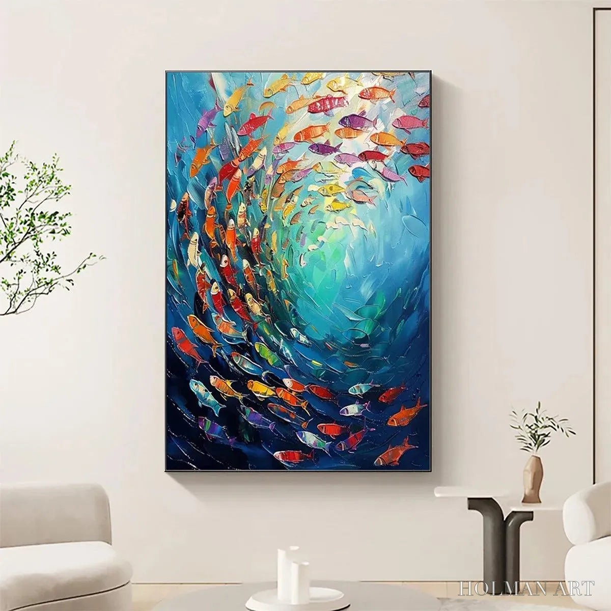HOLMAN ART Whirlpool of Fish – Colorful School of Fish Painting - image 2