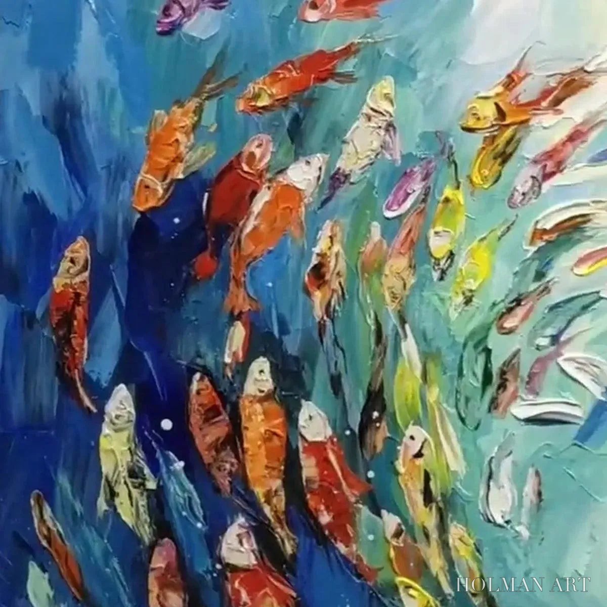 HOLMAN ART Whirlpool of Fish – Colorful School of Fish Painting - image 3