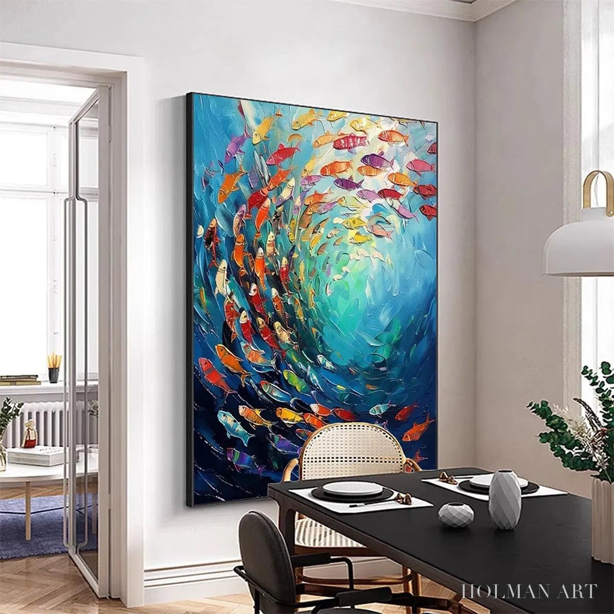 HOLMAN ART Whirlpool of Fish – Colorful School of Fish Painting - image 4