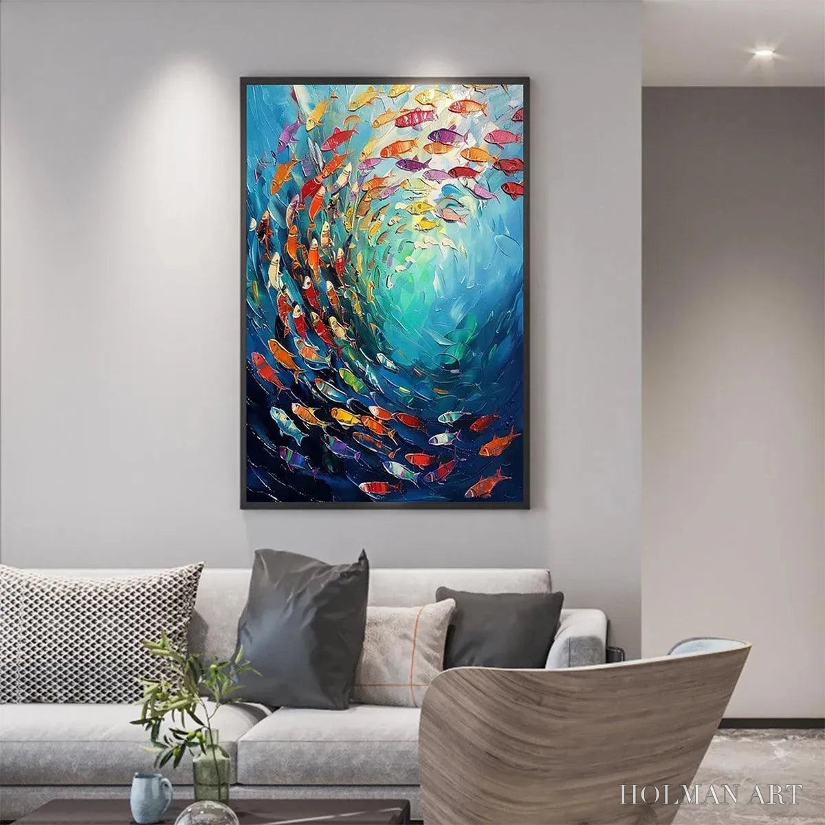 HOLMAN ART Whirlpool of Fish – Colorful School of Fish Painting - image 6