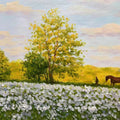 HOLMAN ART Sunlit Meadow – Tranquil Landscape Painting with Horse and Figure - image 2
