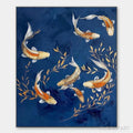 HOLMAN ART Golden Koi – Vertical Koi Fish Painting on Blue Background - image 1