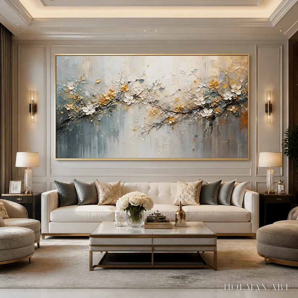 HOLMAN ART Golden Branch – Soft Gold Floral Branch Art - image 5