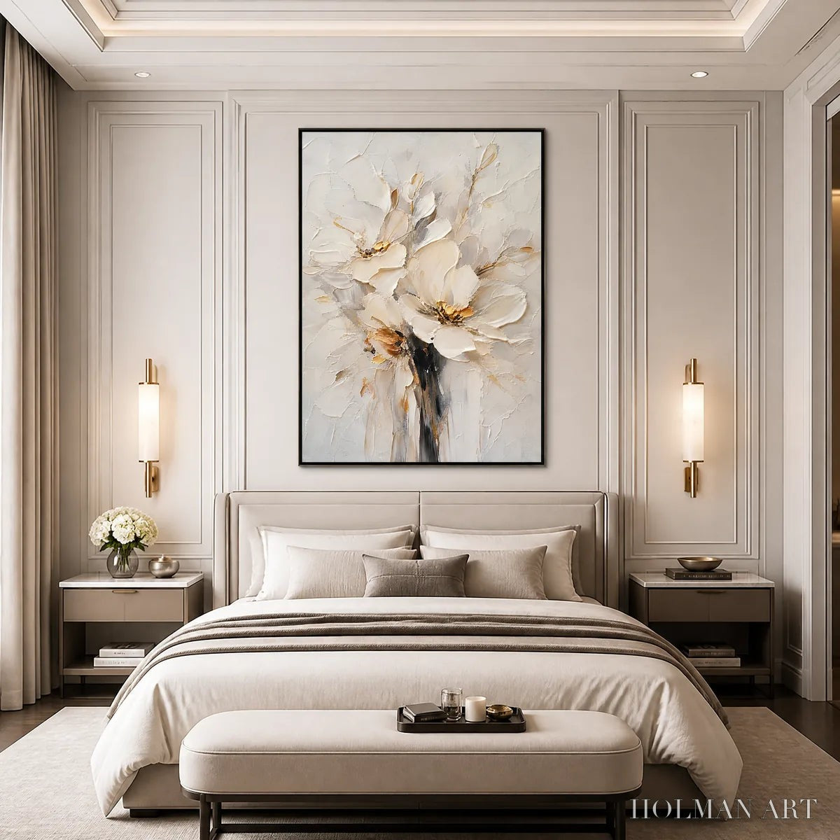 HOLMAN ART White Bloom – White Bloom Flower Painting - image 5
