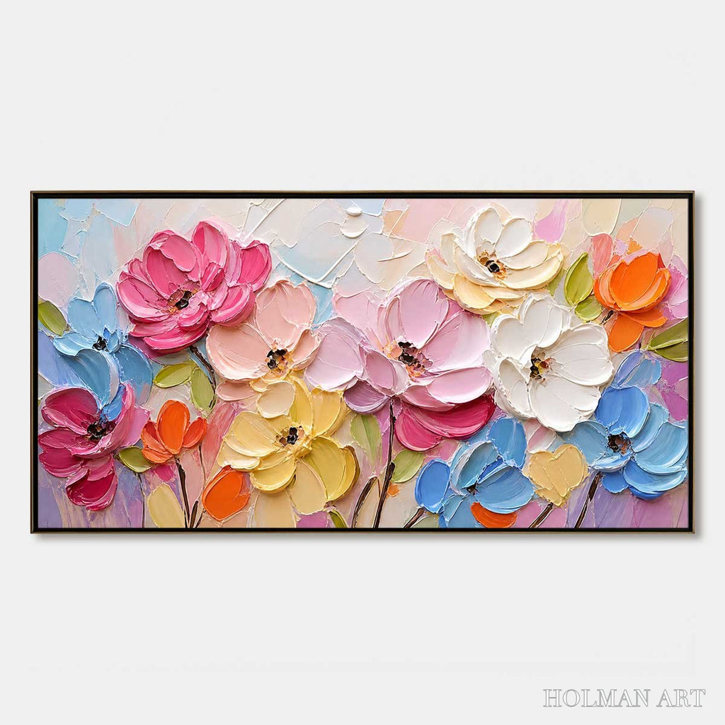 HOLMAN ART Symphony in Bloom – Colorful Impasto Floral Palette Knife Painting - image 1