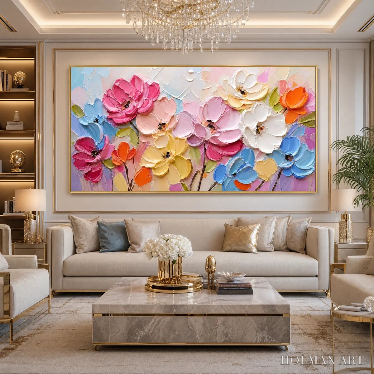 HOLMAN ART Symphony in Bloom – Colorful Impasto Floral Palette Knife Painting - image 2