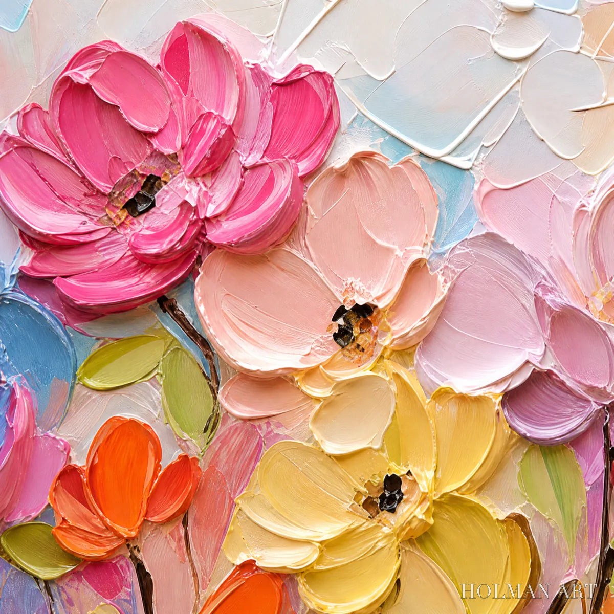 HOLMAN ART Symphony in Bloom – Colorful Impasto Floral Palette Knife Painting - image 3