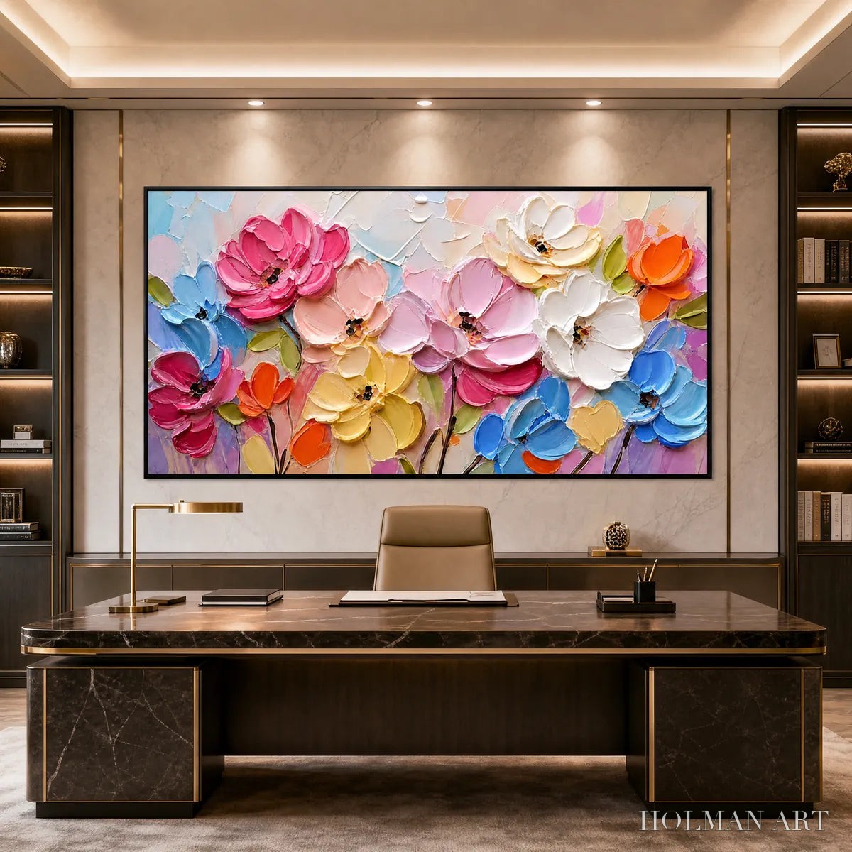 HOLMAN ART Symphony in Bloom – Colorful Impasto Floral Palette Knife Painting - image 4