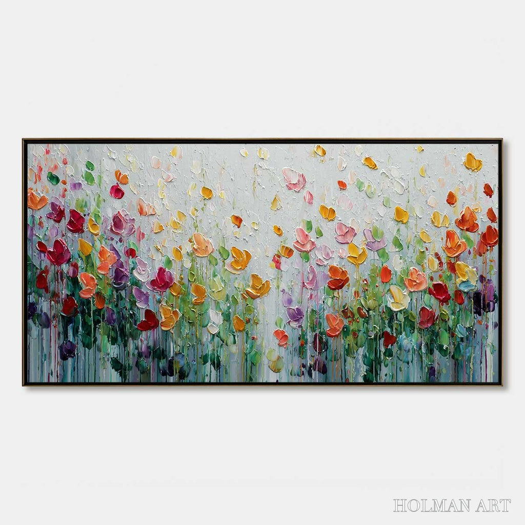 HOLMAN ART Garden of Joy – Colorful Textured Impasto Flower Field Painting - image 1