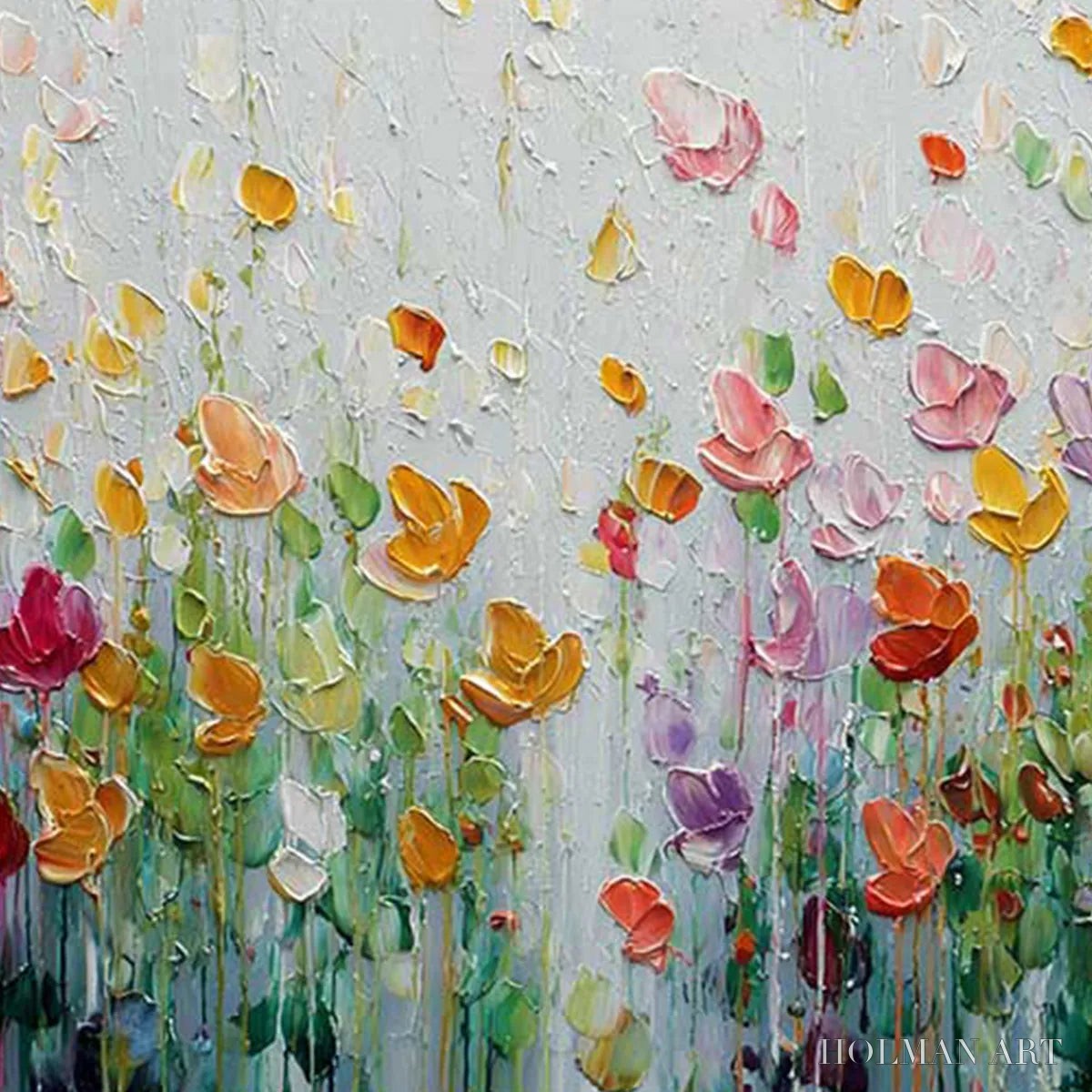 HOLMAN ART Garden of Joy – Colorful Textured Impasto Flower Field Painting - image 3
