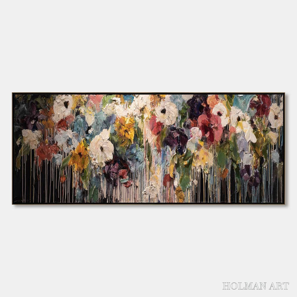 HOLMAN ART Chromatic Cascade – Colorful Abstract Floral Painting with Heavy Texture and Drips - image 1