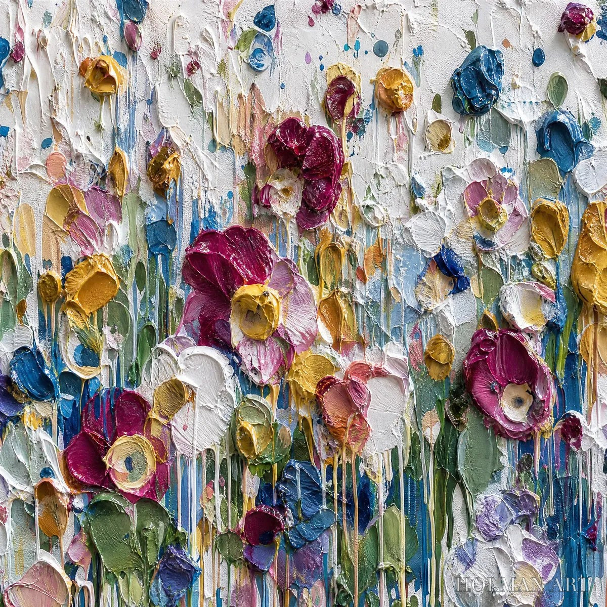 HOLMAN ART Eternal Bloom – Colorful Textured Impasto Flower Field Painting - image 3