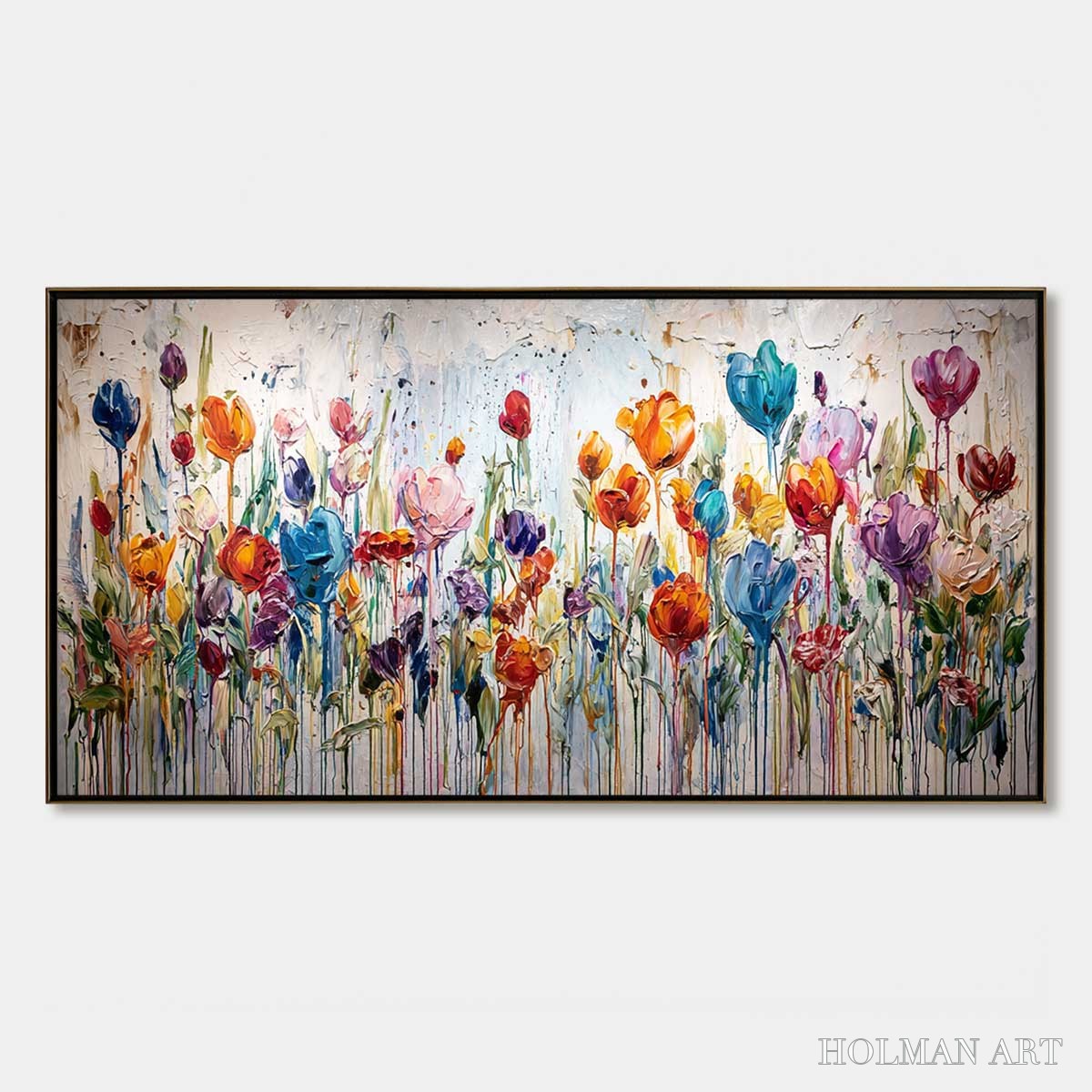 HOLMAN ART Joyful Melody – Vibrant Abstract Flower Field Painting with Impasto Texture - image 1
