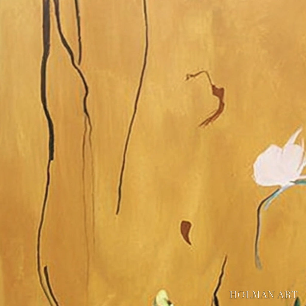 HOLMAN ART Ochre Whispers – Wabi Sabi Inspired Abstract Floral Painting - image 3