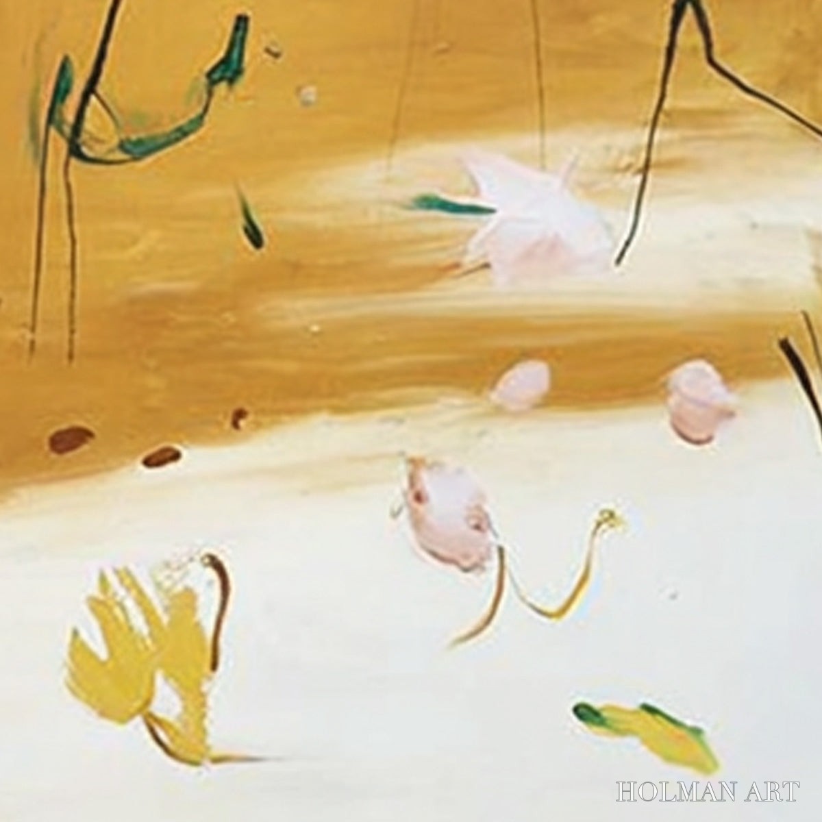 HOLMAN ART Ochre Whispers – Wabi Sabi Inspired Abstract Floral Painting - image 5